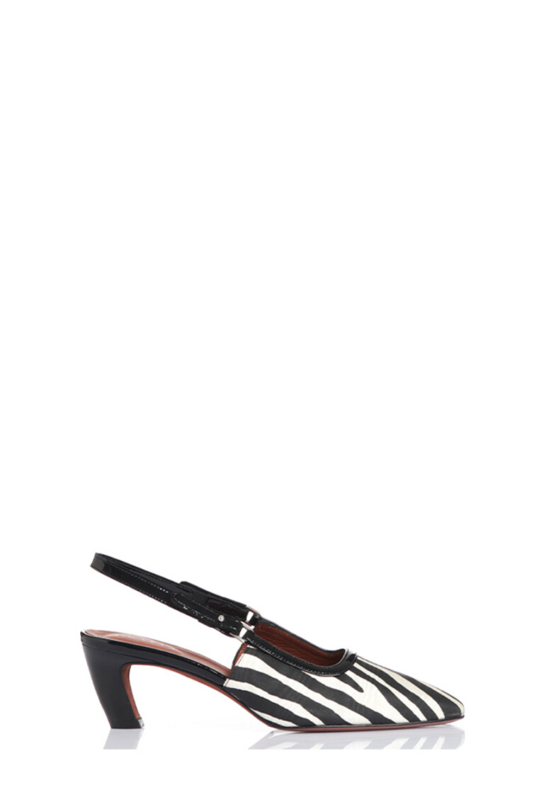 La Nostalgica – zebra-print-moire-satin-patent
